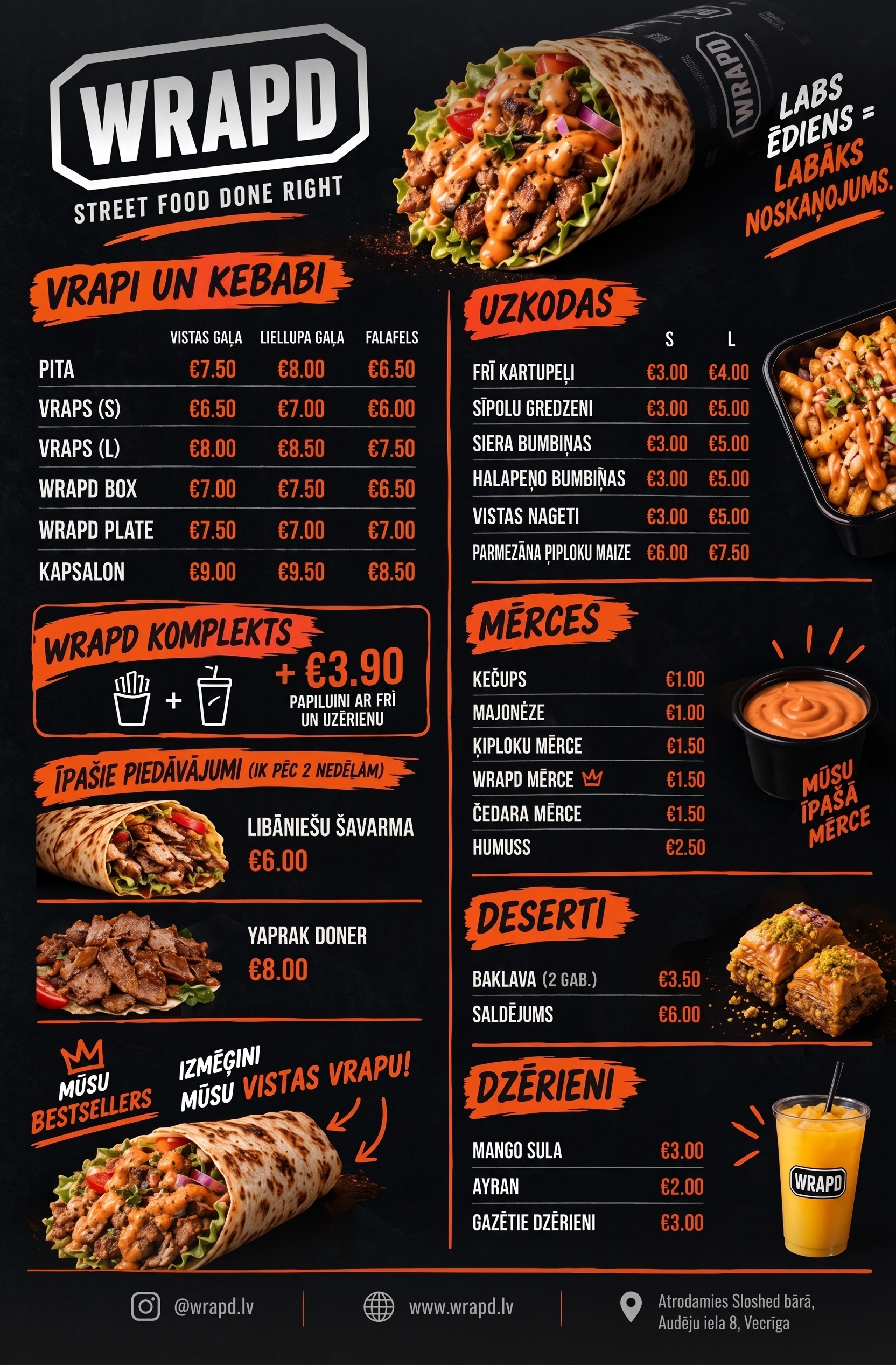 WRAPD Menu in Latvian